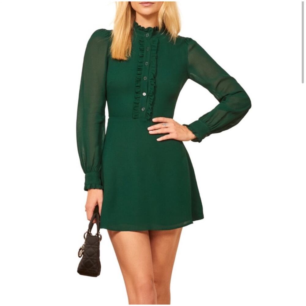 Reformation Green Mini Dress
